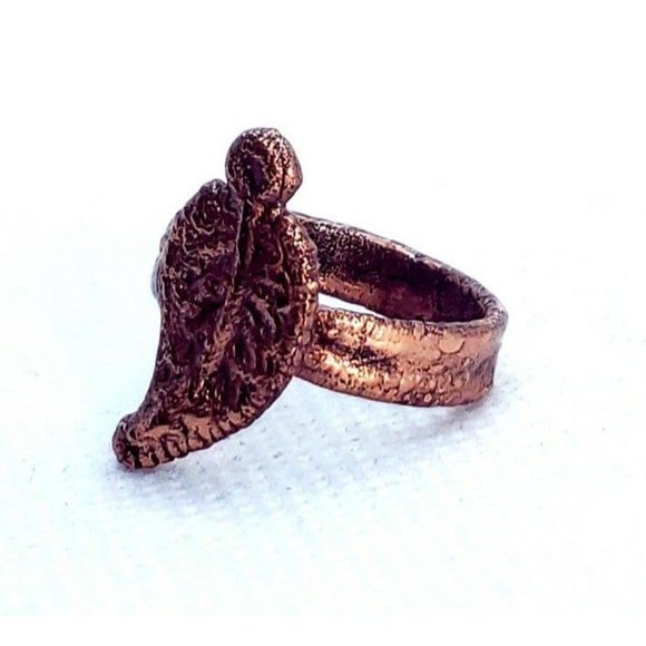 Copper leaf ring size 6.5 - Picture 5 of 12